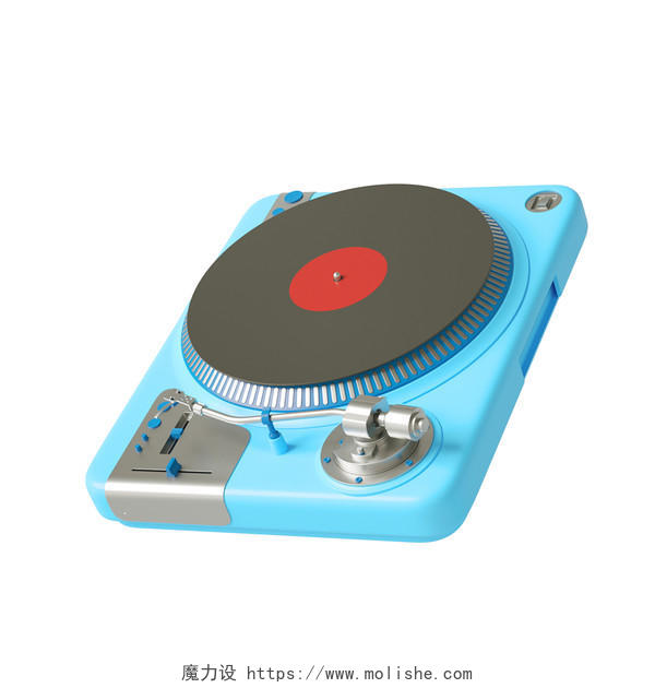 蓝色卡通3D立体音乐磁带元素3DC4D
